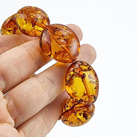 Cognac Amber Nugget Stretch Bracelet