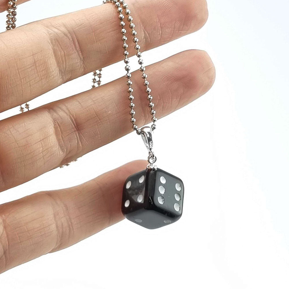 Dice Chain Cognac Amber Dice Cube Pendant & Chain Necklace Sterling Silver – Amber ...