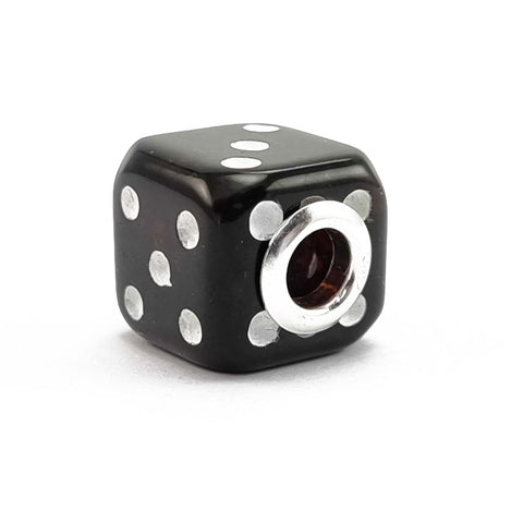 Black Amber Dice Cube Charm Bead