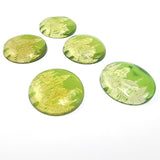 Green Amber Engraved Houses Round Shape Cabochons