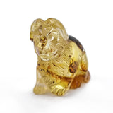 Cognac Amber Carved Dog Figurine With Insects
