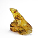 Fossil Amber Carved Lizard Figurine With Insect