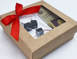 Black Amber Cube Dangle Earrings & Bracelet Gift Set
