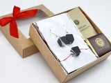Black Amber Cube Dangle Earrings & Bracelet Gift Set