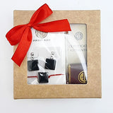 Black Amber Square Dangle Earrings & Bracelet Gift Set