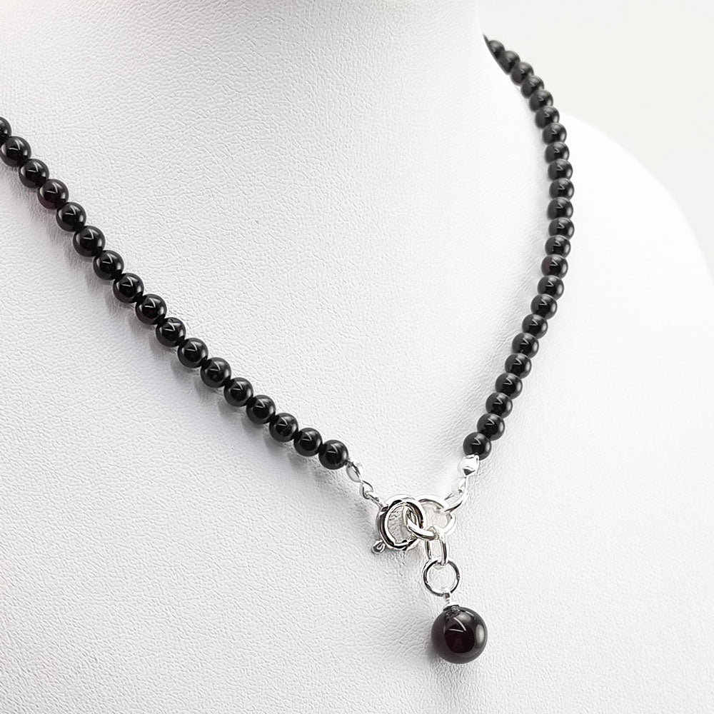 Cherry Amber Round Pendant Beaded Necklace