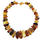 Multi - Color Amber Tumbled Stone Beads Necklace
