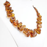 Cognac Amber Tumbled Stone Beads Necklace