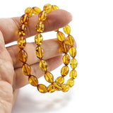 Cognac Amber Olive Beads Stretch Bracelet
