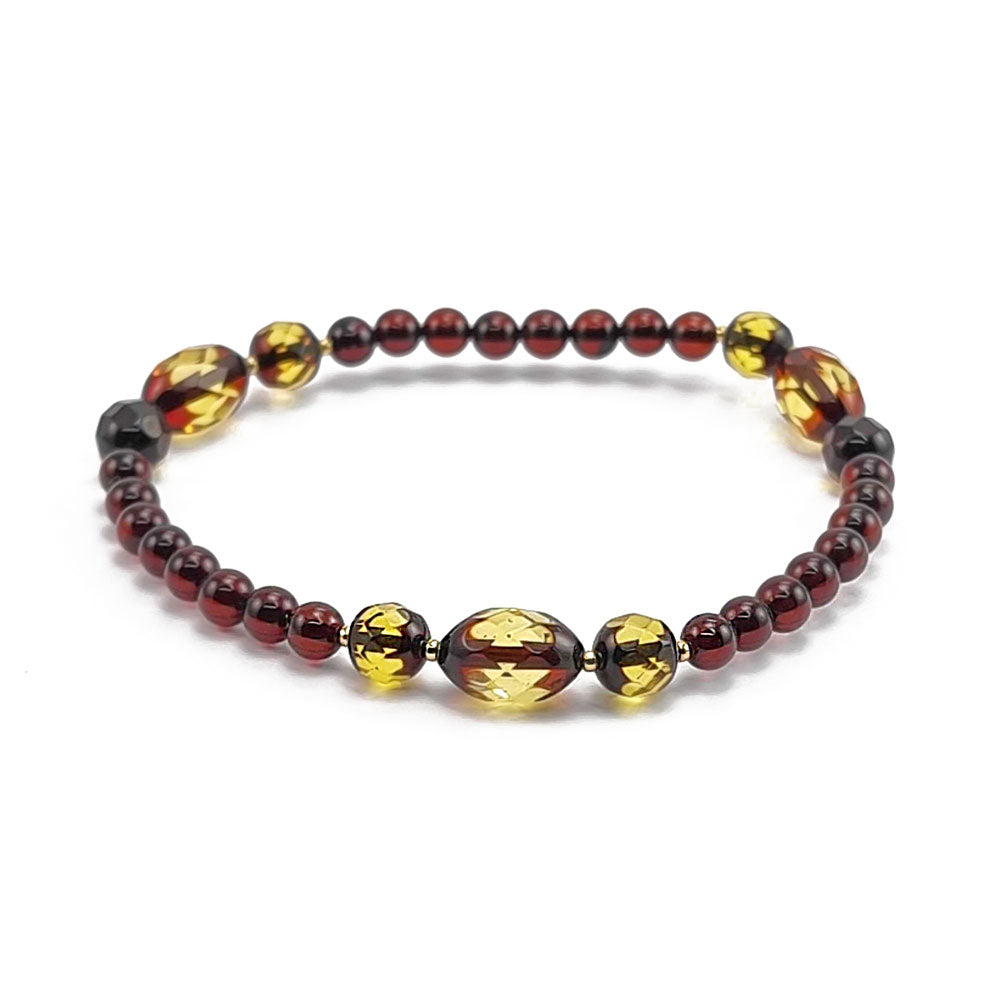 Multi-Color Amber Faceted Beads Stretch Bracelet