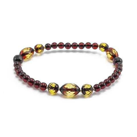 Multi-Color Amber Faceted Beads Stretch Bracelet