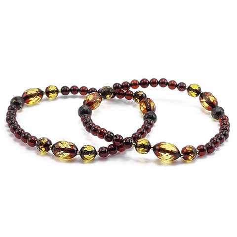 Multi-Color Amber Faceted Beads Stretch Bracelet