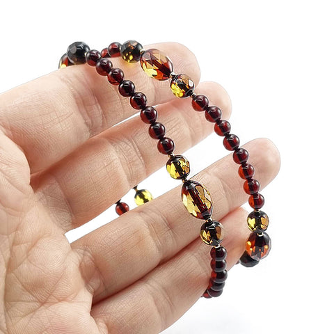 Multi-Color Amber Faceted Beads Stretch Bracelet