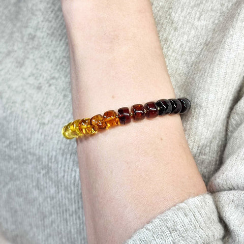 Gradient Amber Tablets Stretch Bracelet