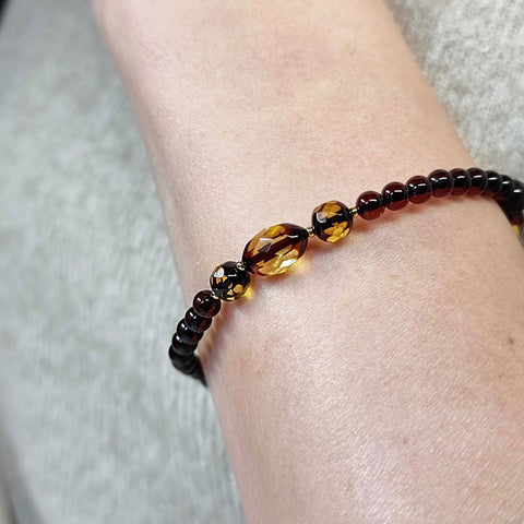 Multi-Color Amber Faceted Beads Stretch Bracelet