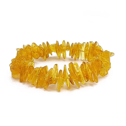 Lemon Amber Chips Stretch Bracelet