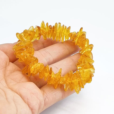 Lemon Amber Chips Stretch Bracelet