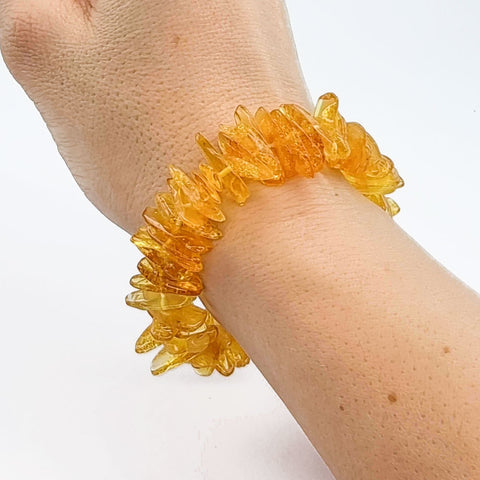 Lemon Amber Chips Stretch Bracelet