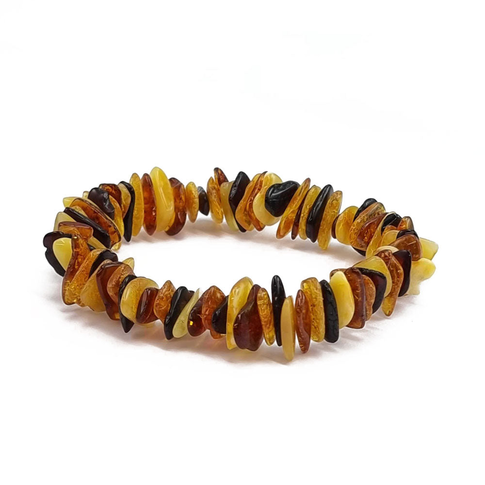 Multi-Color Amber Chips Stretch Bracelet