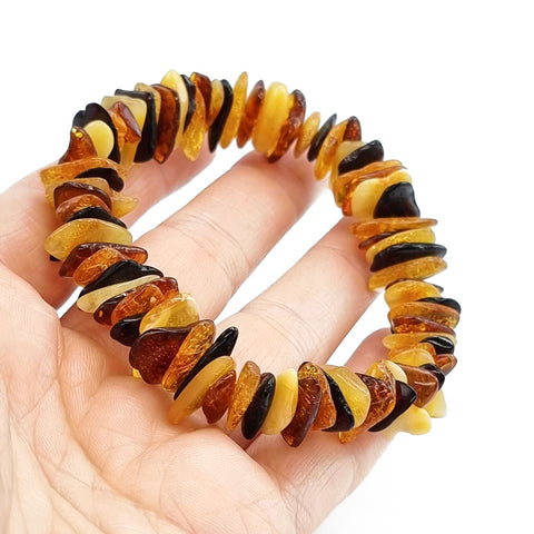 Multi-Color Amber Chips Stretch Bracelet