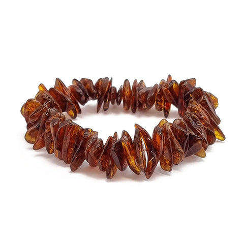 Cognac Amber Chips Stretch Bracelet