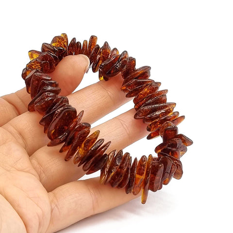 Cognac Amber Chips Stretch Bracelet