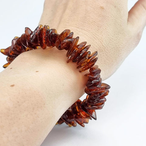 Cognac Amber Chips Stretch Bracelet