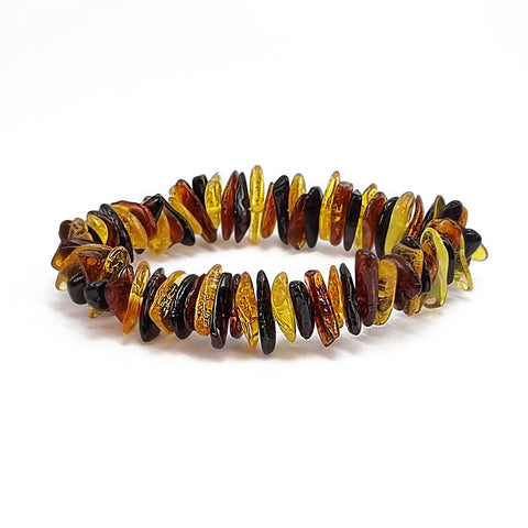 Multi-Color Amber Chips Stretch Bracelet