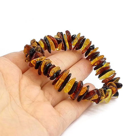 Multi-Color Amber Chips Stretch Bracelet