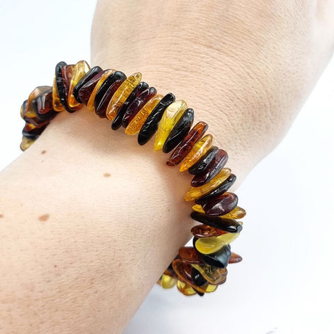 Multi-Color Amber Chips Stretch Bracelet