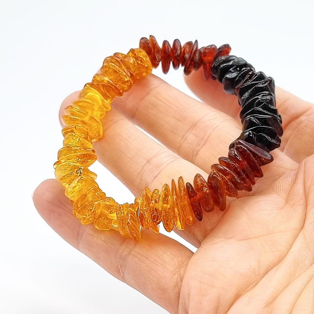 Rainbow Amber Chips Stretch Bracelet