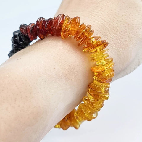 Rainbow Amber Chips Stretch Bracelet