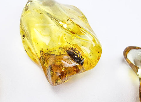 Natural Amber Wave Shape Stone With Insects