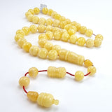 Yellow With White Amber Round Shape 12 mm Islamic Rosary Beads