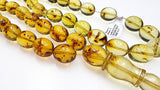 Natural Amber Egg Shape 14x12 mm Islamic Prayer Beads With Insects