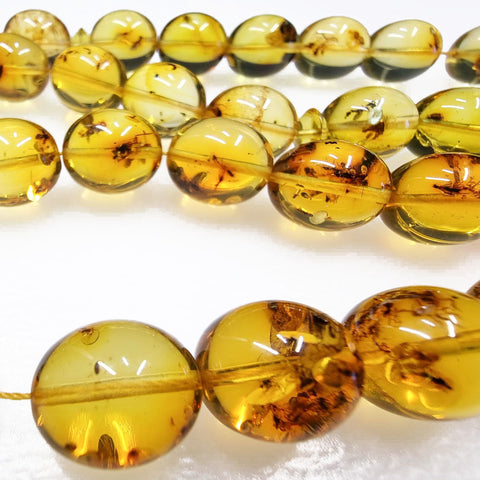 Natural Amber Egg Shape 14x12 mm Islamic Prayer Beads With Insects