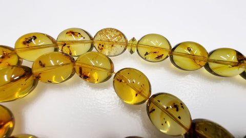 Natural Amber Egg Shape 14x12 mm Islamic Prayer Beads With Insects