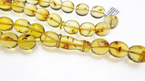 Natural Amber Egg Shape 12 mm Islamic Prayer Beads With Insects