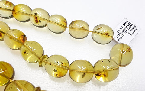 Natural Amber Egg Shape 12 mm Islamic Prayer Beads With Insects