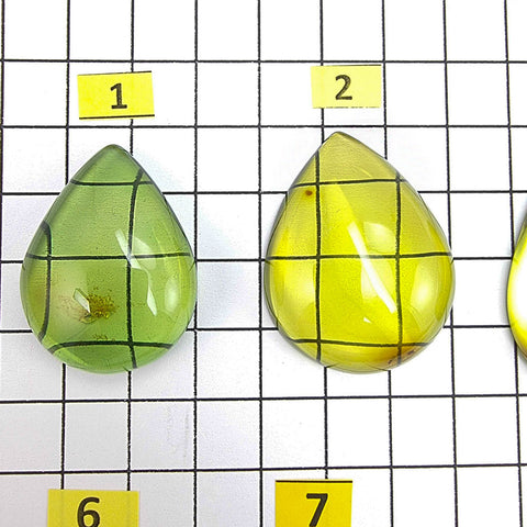 Green Amber Drop Shape Cabochons