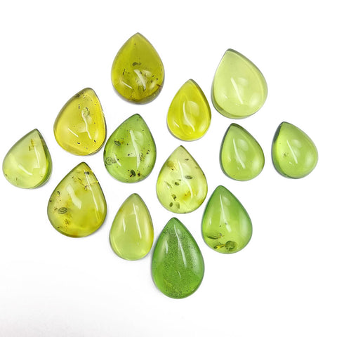 Green Amber Drop Shape Cabochons