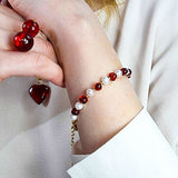 Red Amber & Pearls Baroque Beads Bracelet 14k Gold Plated