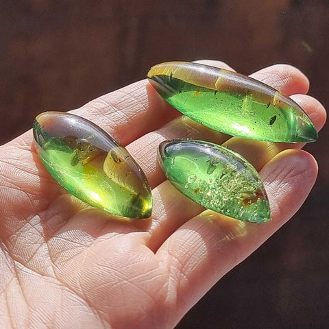 Green Amber Handmade Marquise Shape Cabochons