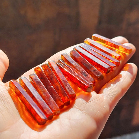 Cognac Amber Rectangular Free Shape Cabochons