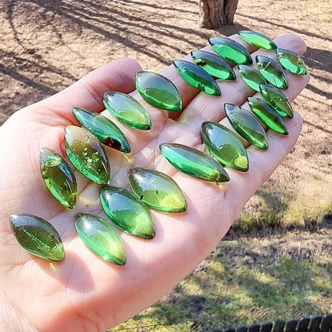 Green Amber Handmade Marquise Shape Cabochons