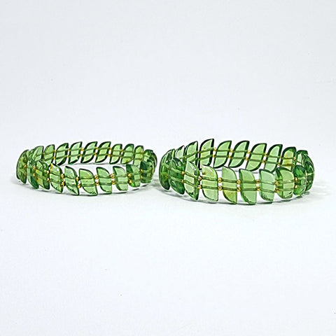 Green Amber Leaves Stretch Bracelet