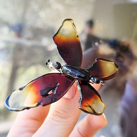 Gradient Amber Butterfly Brooch - Pendant