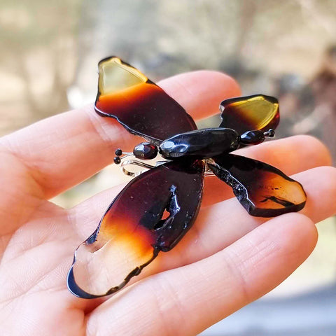 Gradient Amber Butterfly Brooch - Pendant