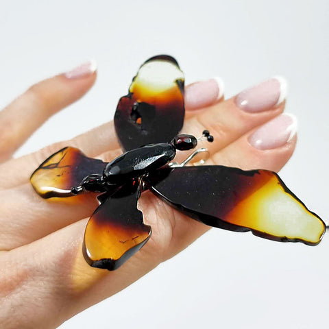 Gradient Amber Butterfly Brooch - Pendant