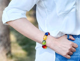 Multi-Color Amber Nugget Beads Stretch Bracelet